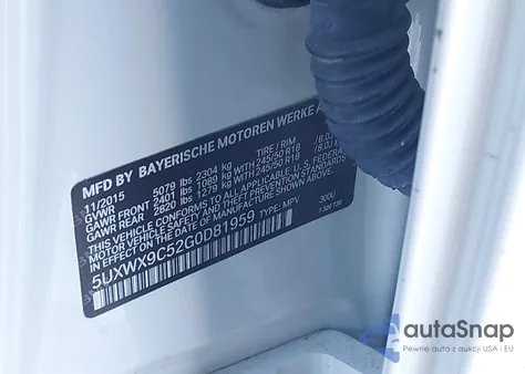 2016 BMW X3 xDrive28I from USA, damaged, VIN 5UXWX9C52G0D81959